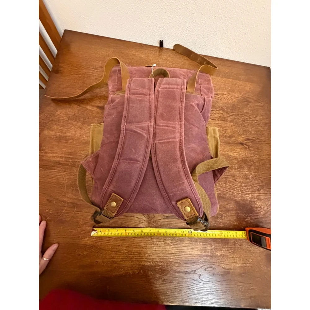 Epiphanie Savannah Waxed Canvas Leather Camera Backpack Burgundy DSLR Bag w Inse